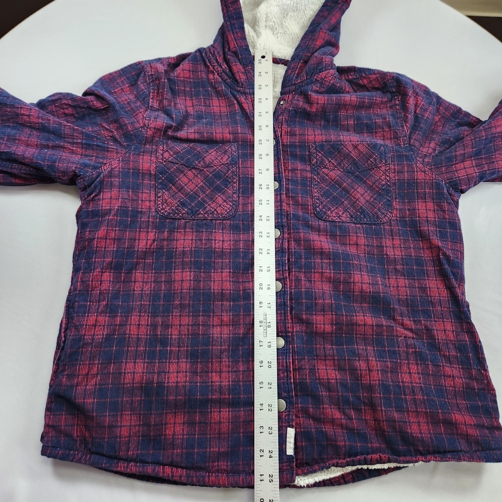 Soho Threads sherpa fleece lined plaid hooded Womens Jacket  Red Blue Large - Picture 8 of 10